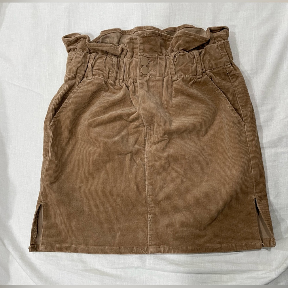 brown corduroy skirt EUC size L with stretchy waistband